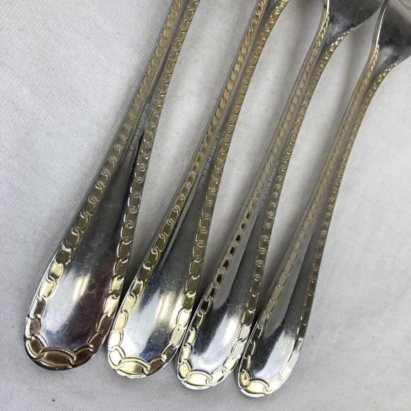 4 Retroneu GOLD ACCENT Chain 7 3/4” 18/8 Korea Stainless Dinner Fork Quality - Picture 12 of 12